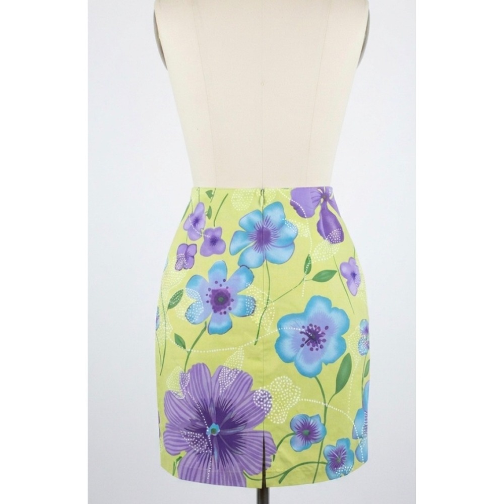 Y2K‎ Floral Mini Skirt Mall Girl Retro Aesthetic Green Cotton Blend Lined Size 4